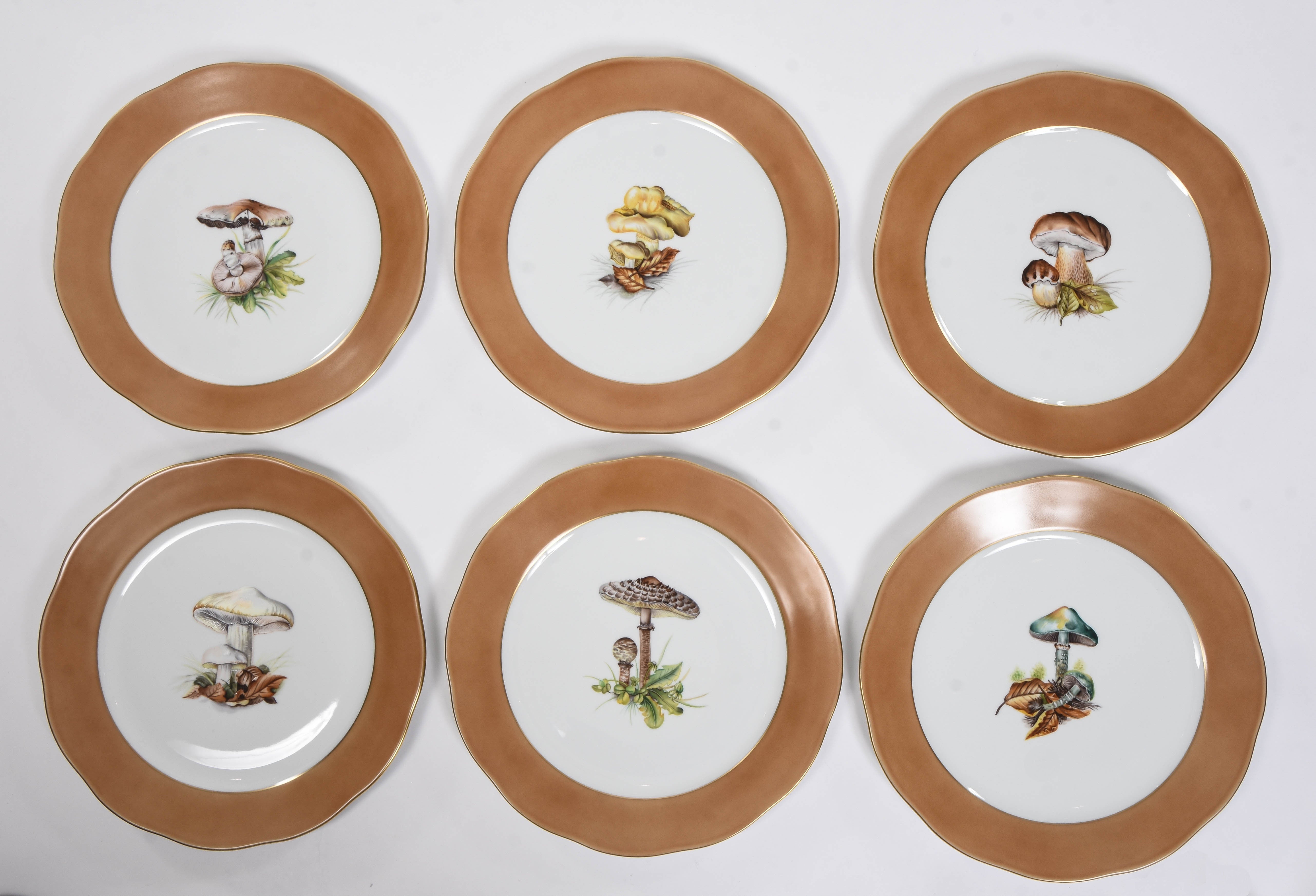 Herend Mushroom Dinner Plates - Set of 12