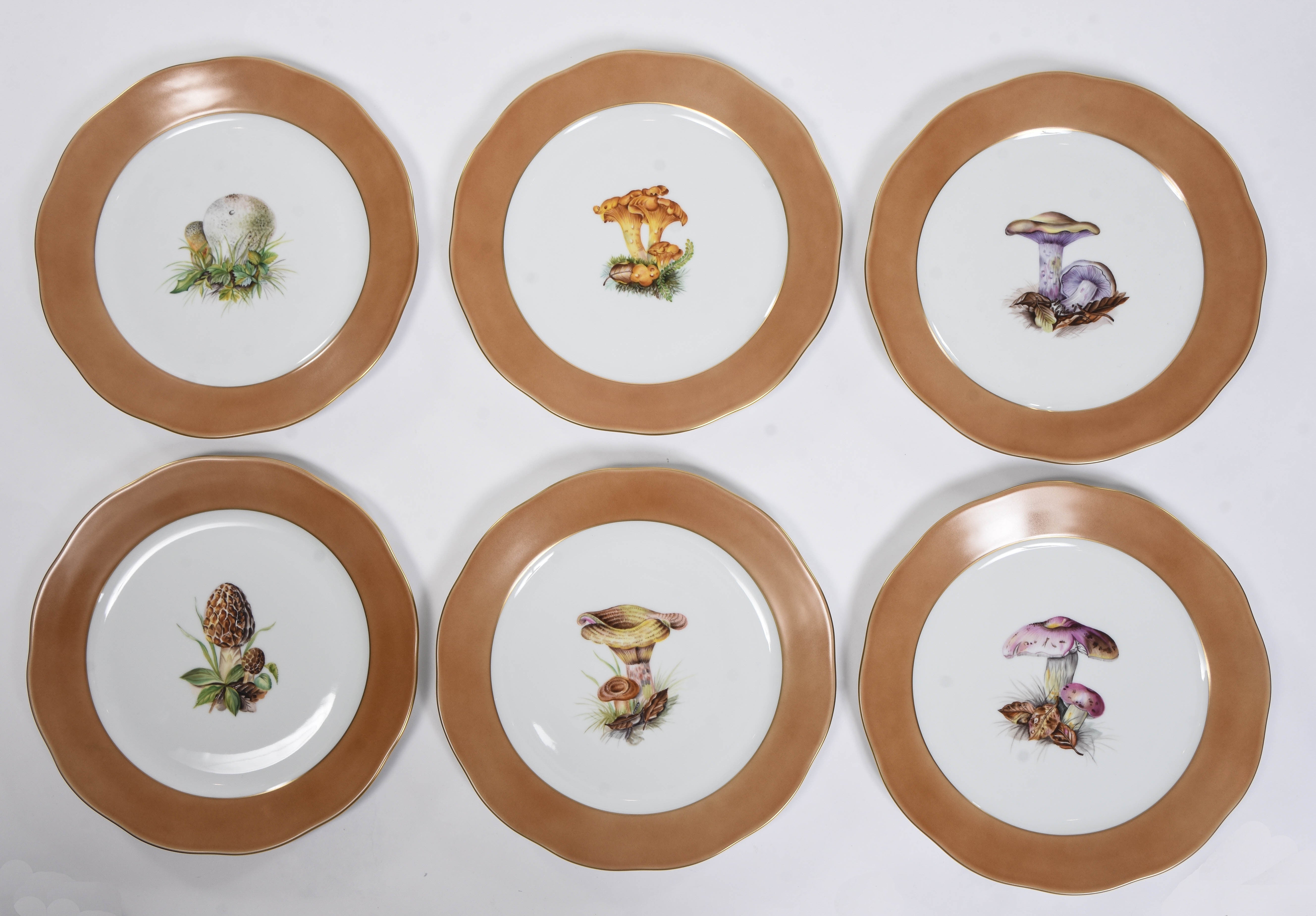 Herend Mushroom Dinner Plates - Set of 12