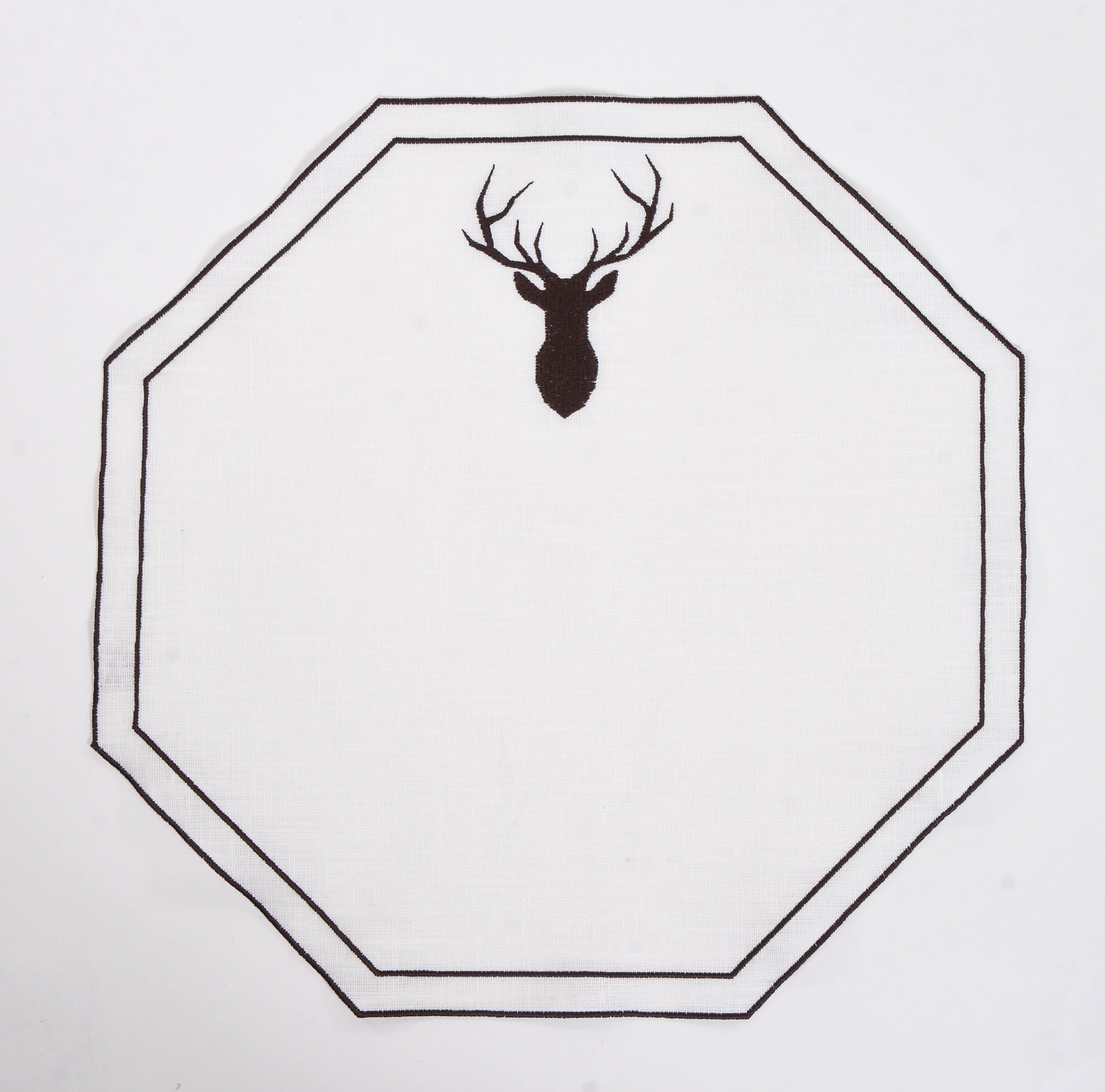 Waxed linen Placemat with Embroidered Motif