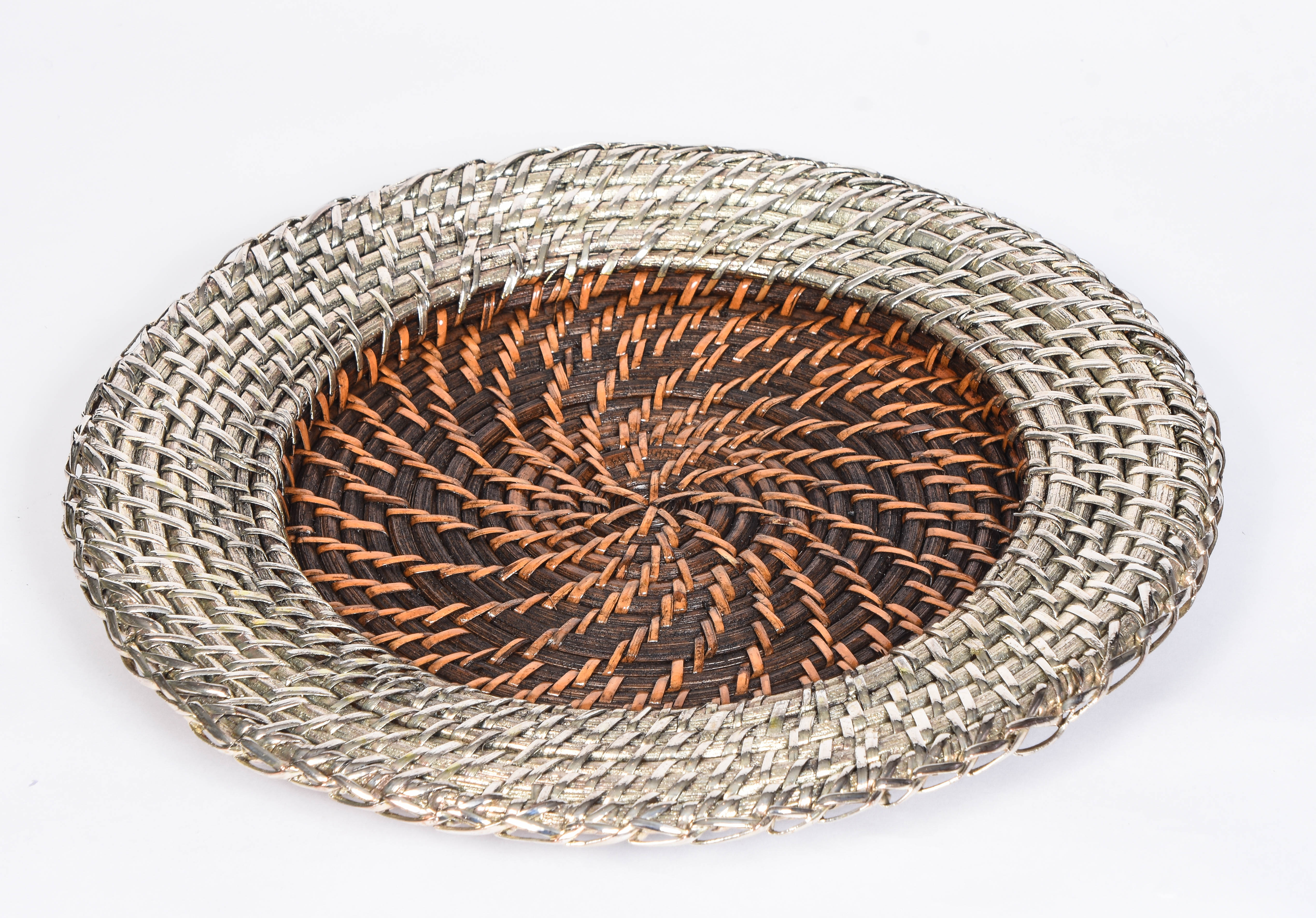 Silver and Rattan Charger