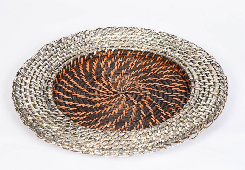Silver and Rattan Charger