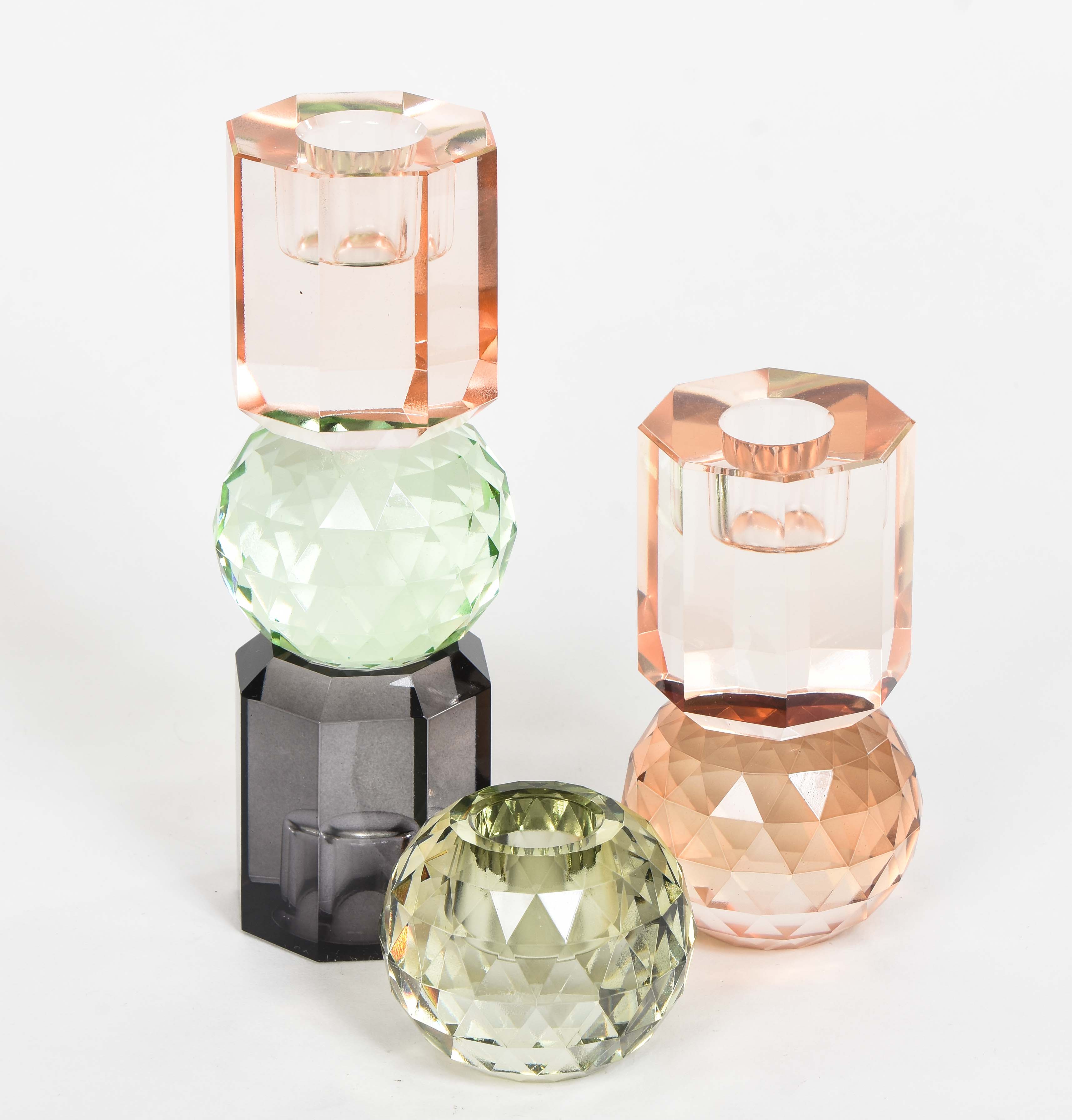 Set of 3 Crystal Candle Holders