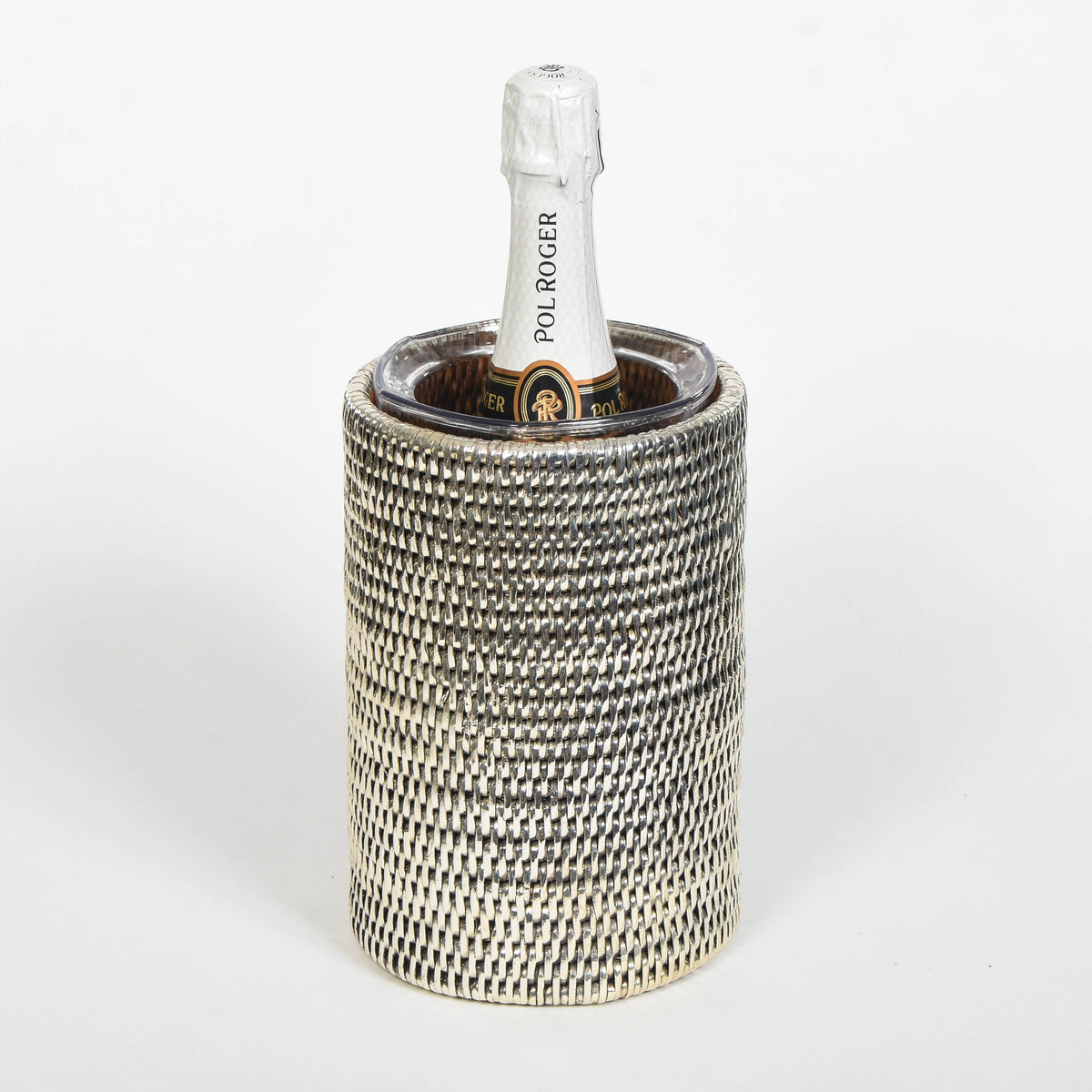 Silver Rattan Bottle Holder