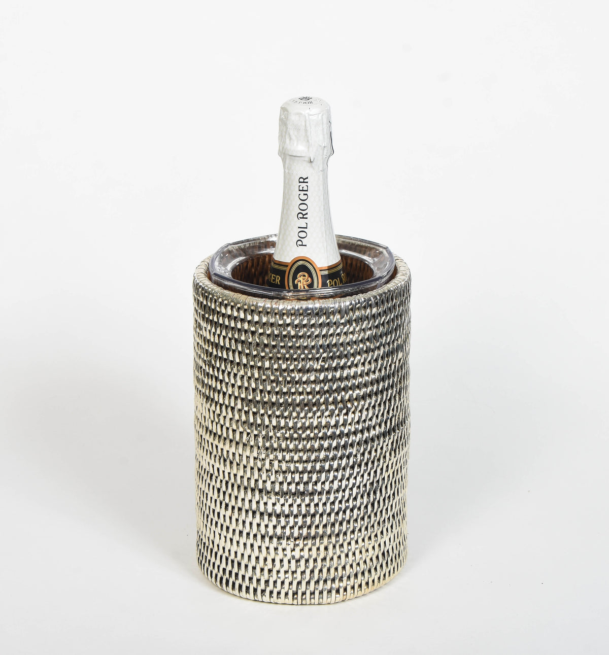 Silver Rattan Bottle Holder