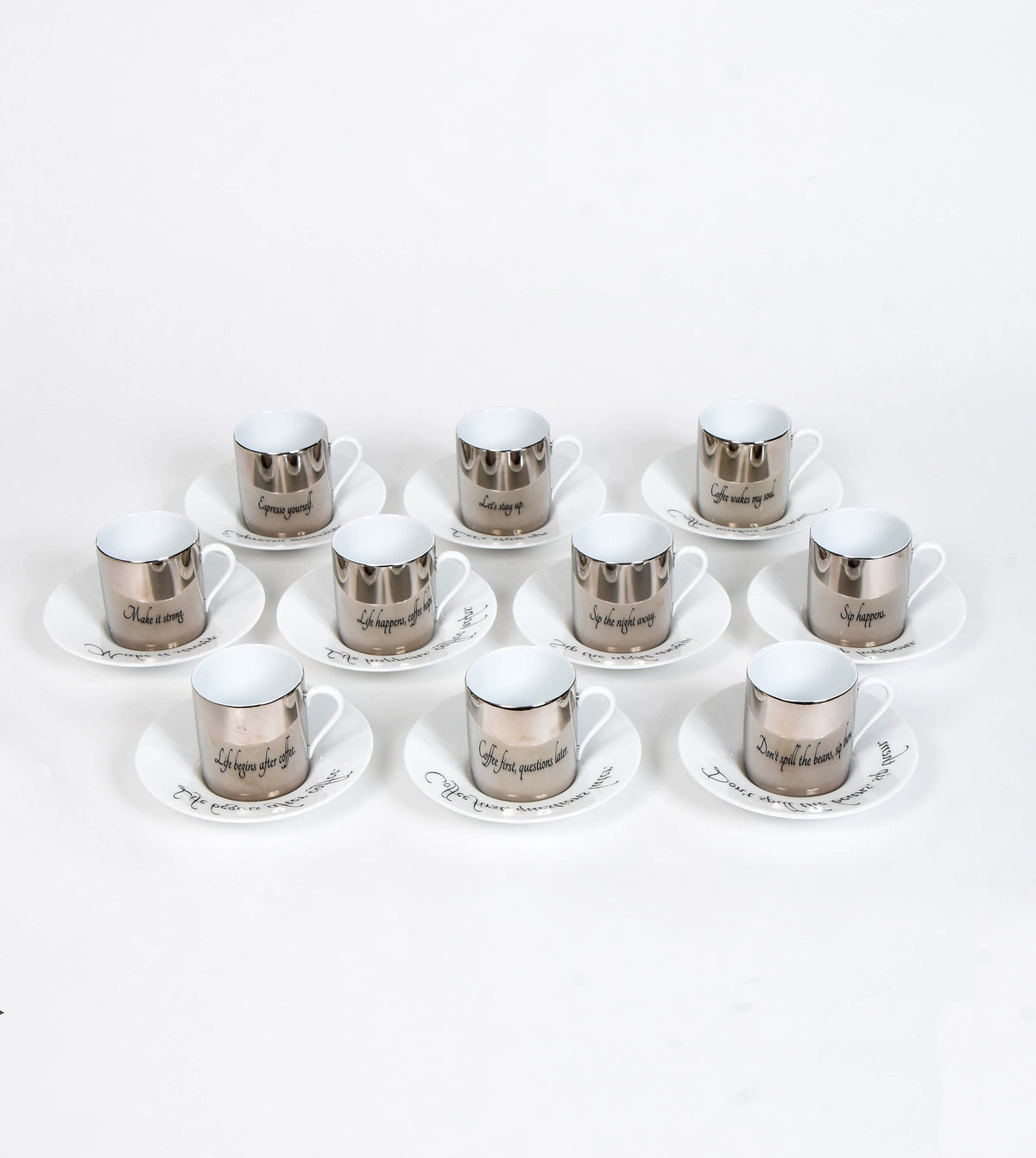 Mirrored Quotes Espresso Cups