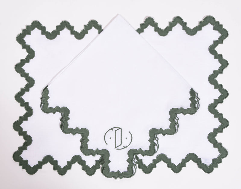 Aziza Green Placemats & Napkins - Monogram D - Set of 4