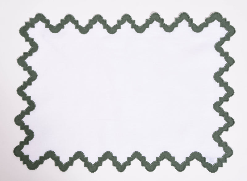 Aziza Green Placemats & Napkins - Monogram D - Set of 4