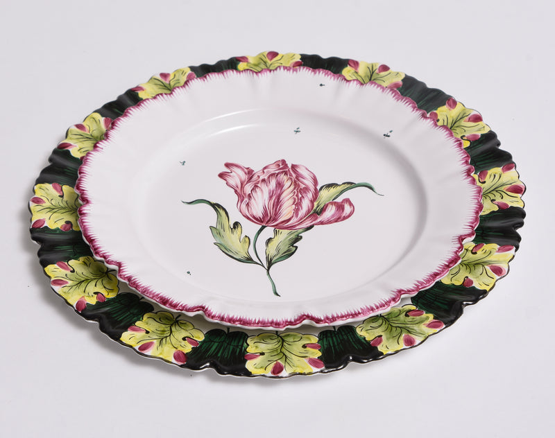 Set of 12 Hand Painted Flower Plates