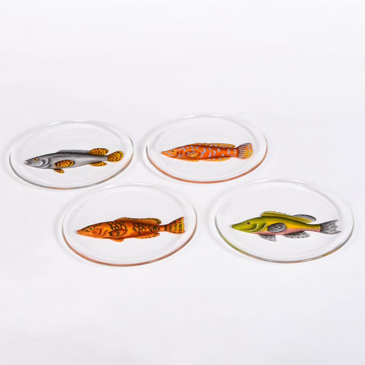Hand Painted Fish Side Plates - Set of 4