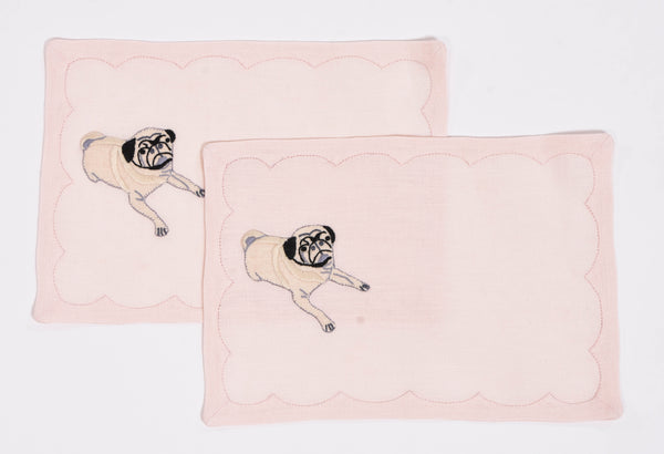 Set of  6 Pug Cocktail Napkins