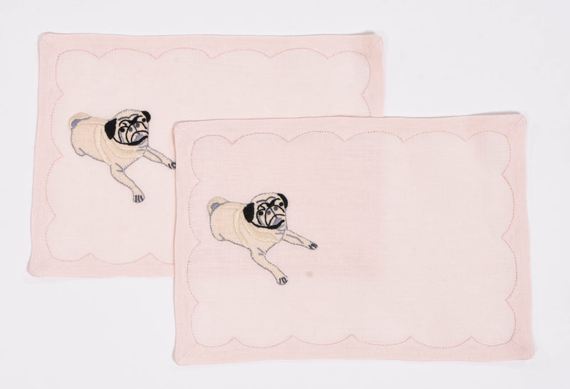 Set of  6 Pug Cocktail Napkins