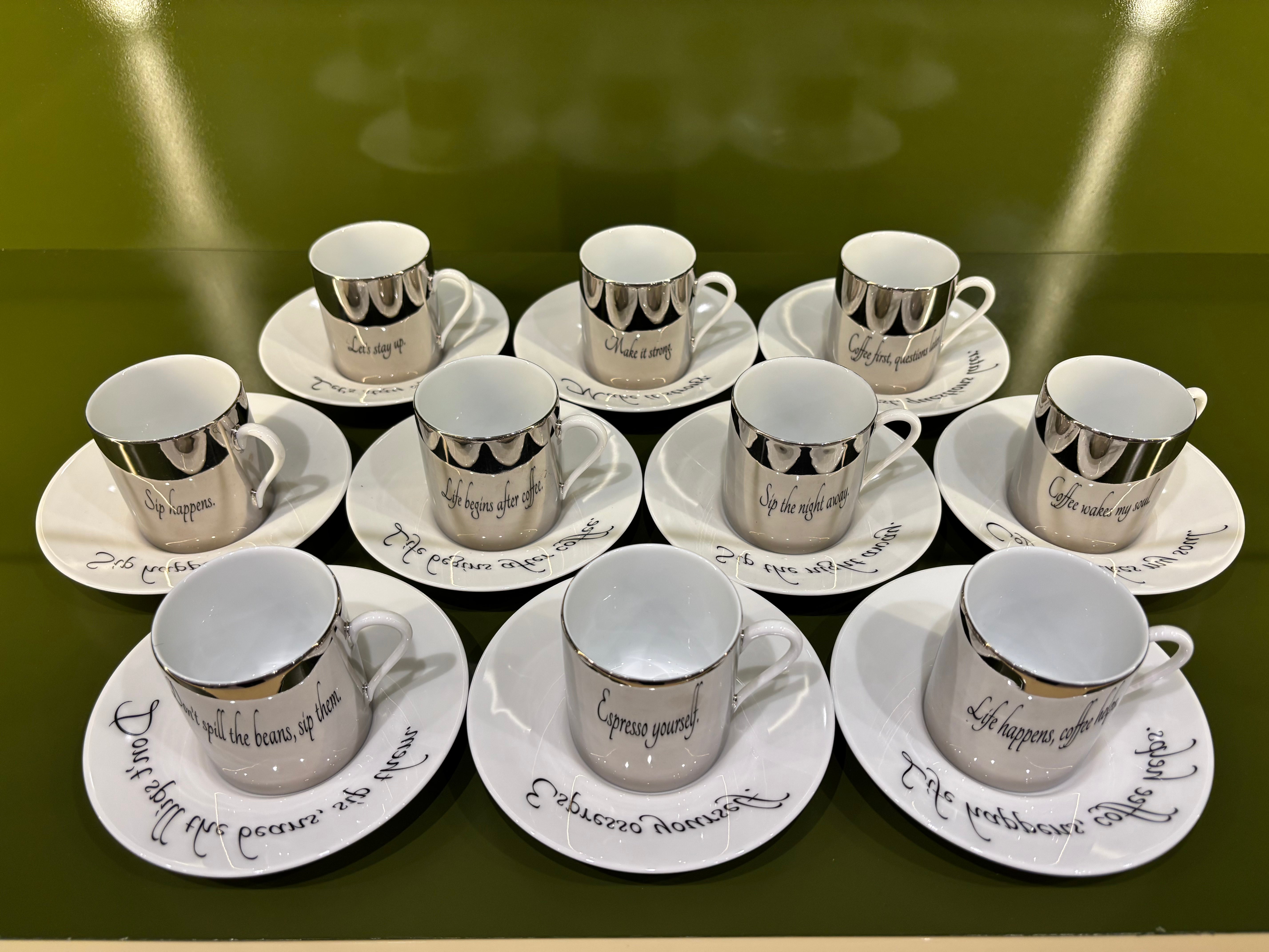Mirrored Quotes Espresso Cups