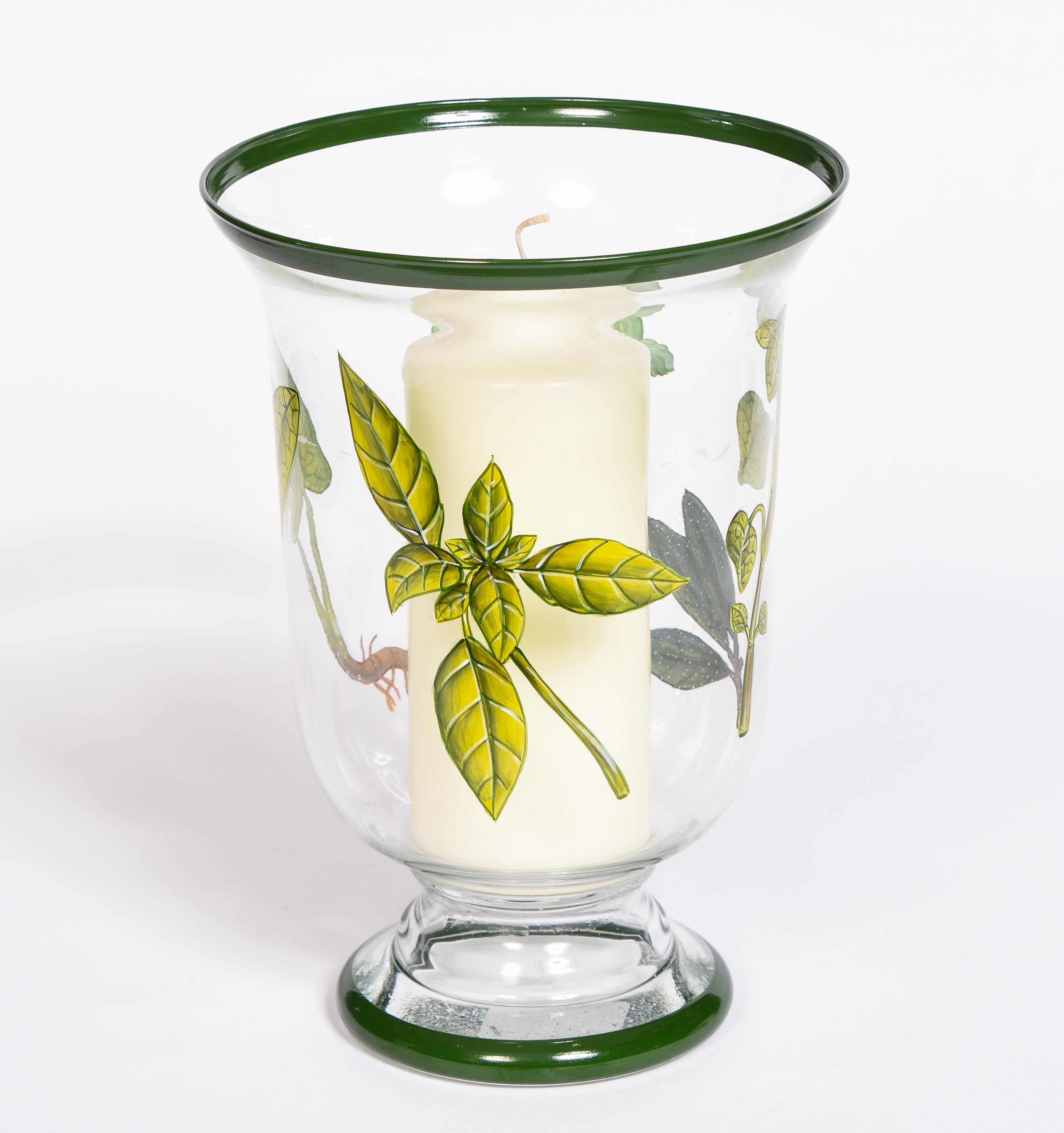 Hand Painted Herb Hurricane Lamp