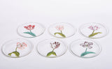 Set of 6 Hand Painted Glass Tulip Plates