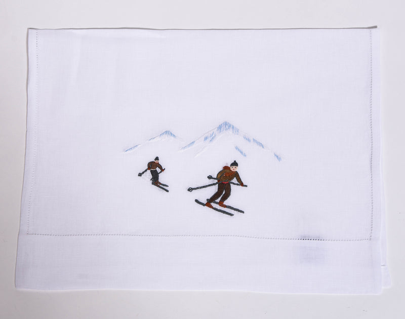 Two Skier Guest Towel