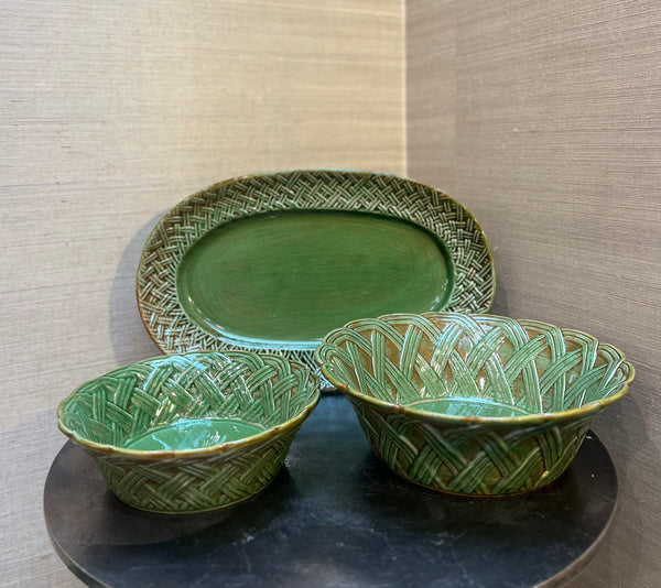 Woven Round Ceramic Basket Weave