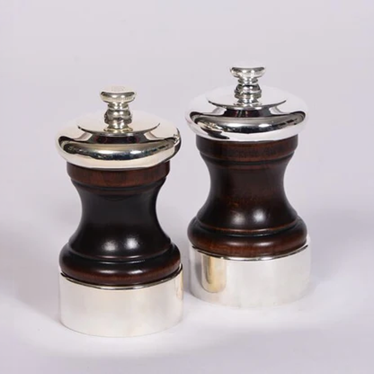 Silver and Wood Salt and Pepper