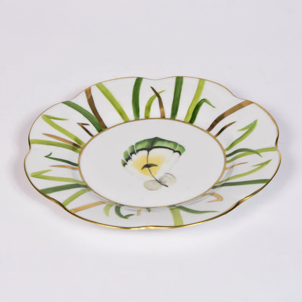 Set of 6 Hand Painted Feather Plates