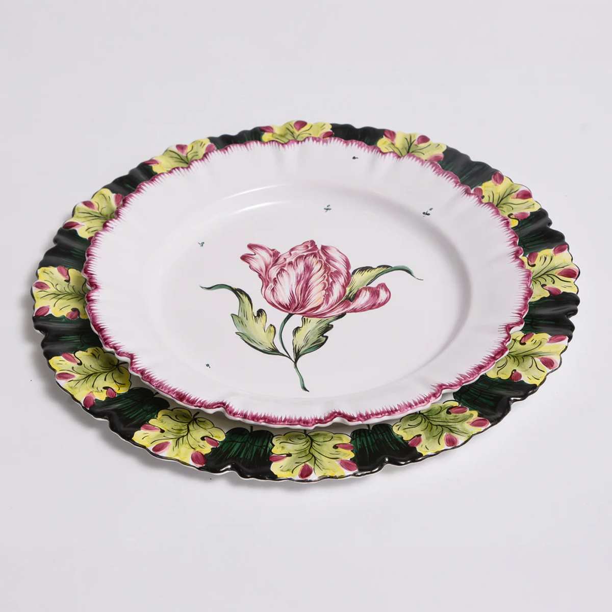 Set of Hand Painted Flower Plates