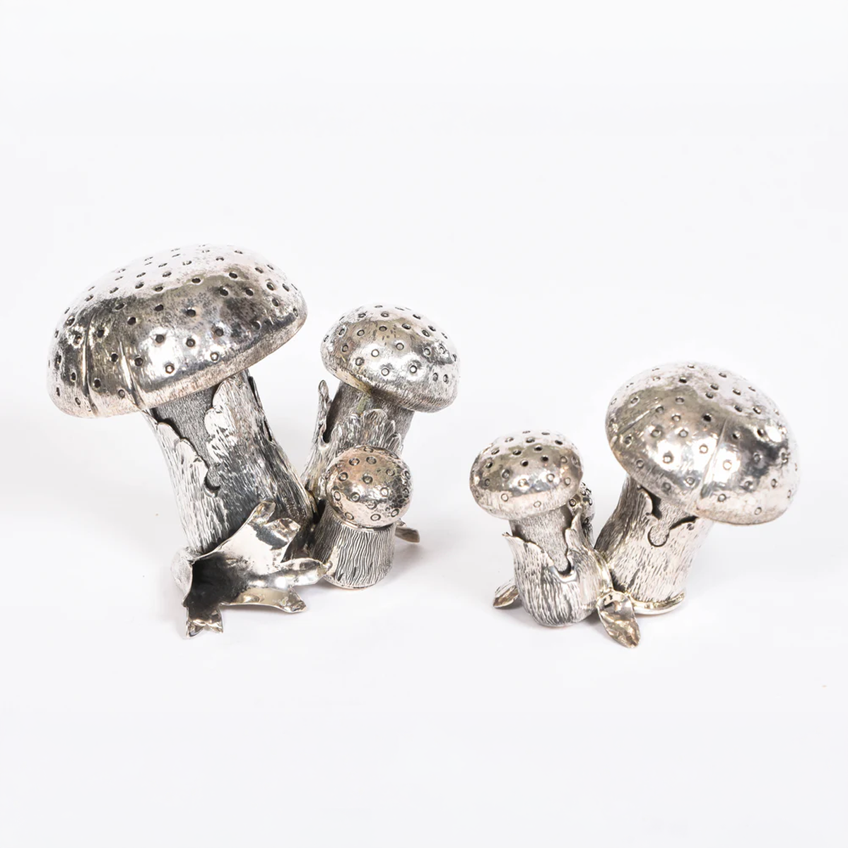 Solid Silver Mushroom Salt Cluster