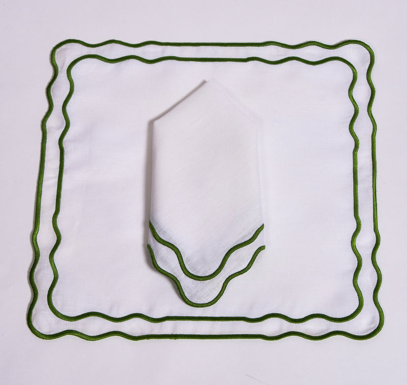 Classic Green and White Placemat and Napkin