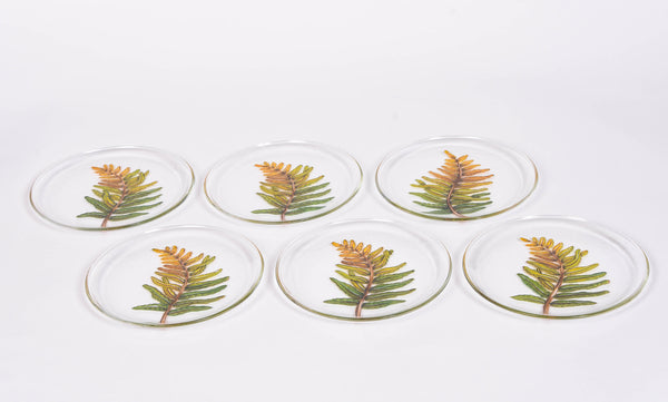 Set of 6 Hand Painted Fern Side Plates