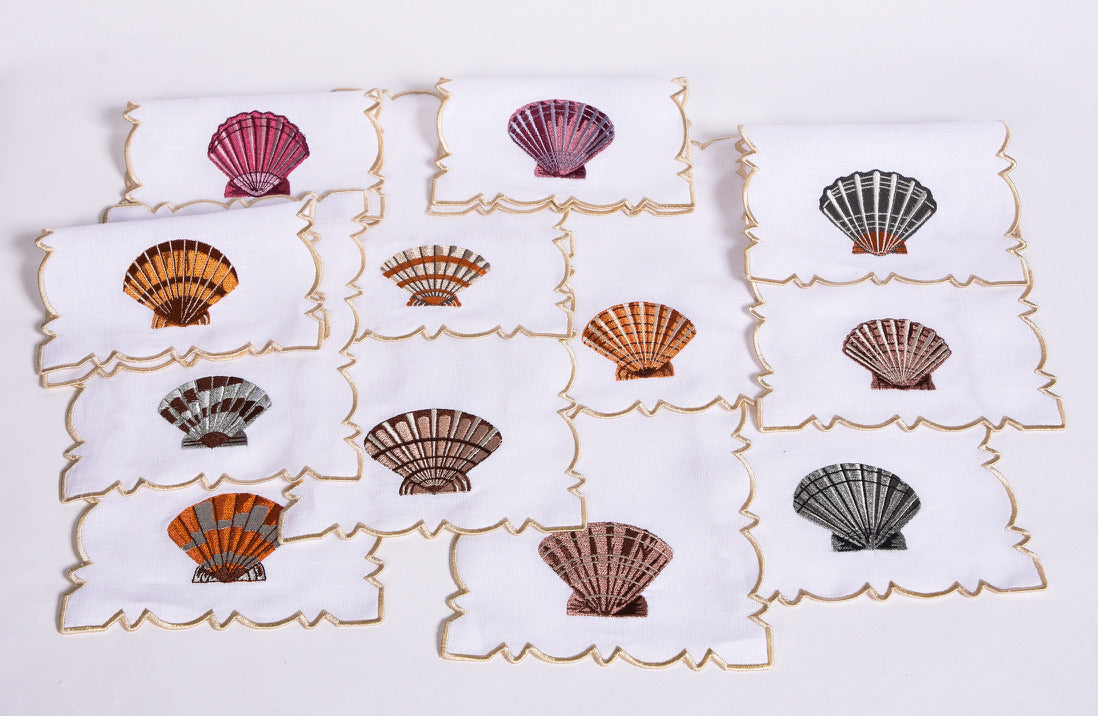 Set of 12 Shell Cocktail Napkins