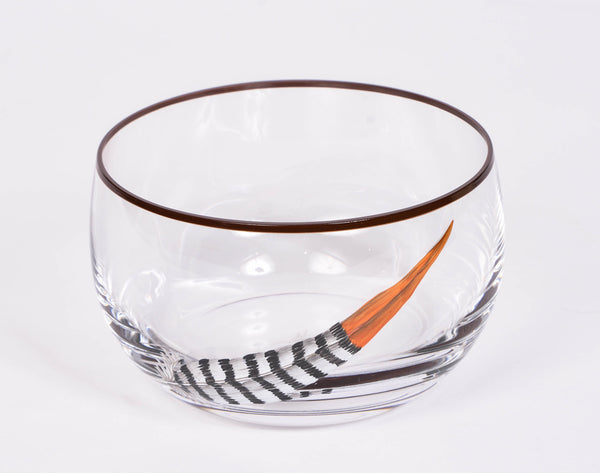 Hand Painted Feather Glass Bowls