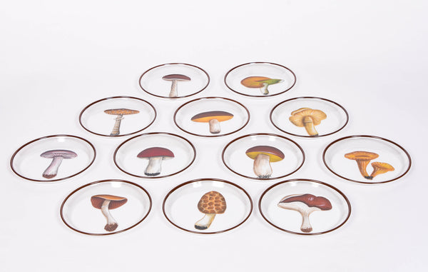 Set of 12 Mushroom Bread Plates