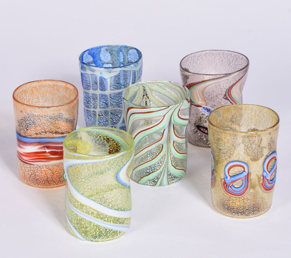 Set of 6 Assorted Fantasy Murano Glasses
