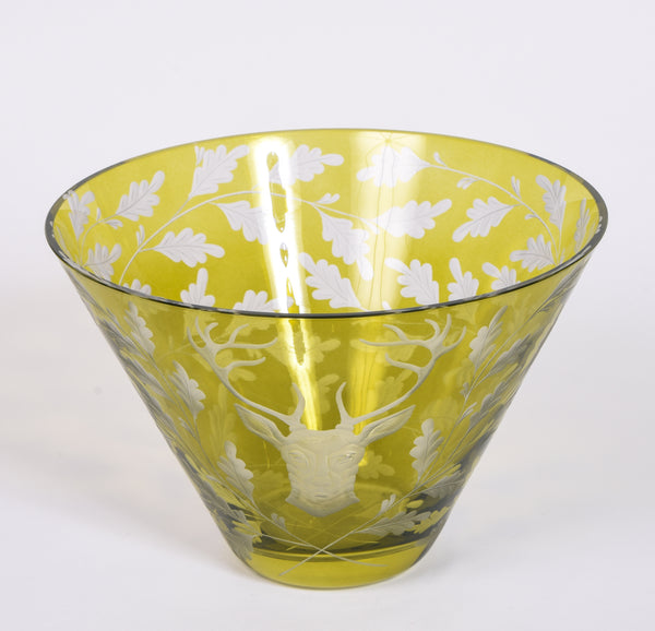 Hand Engraved Glass Serving Bowl