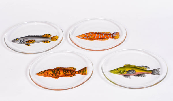 Hand Painted Fish Side Plates - Set of 4