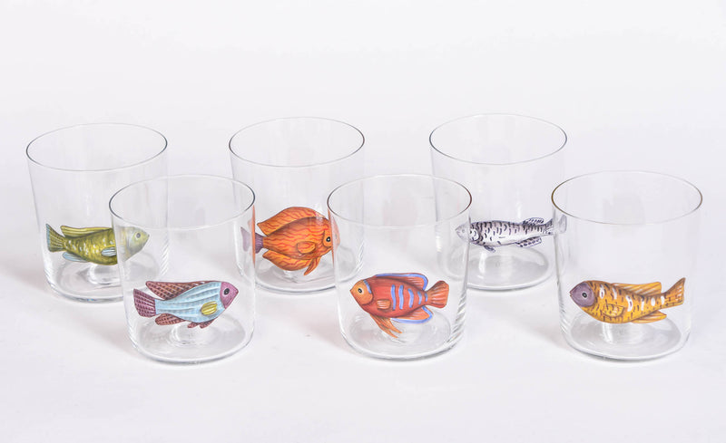 Hand Painted Fish Water Tumblers