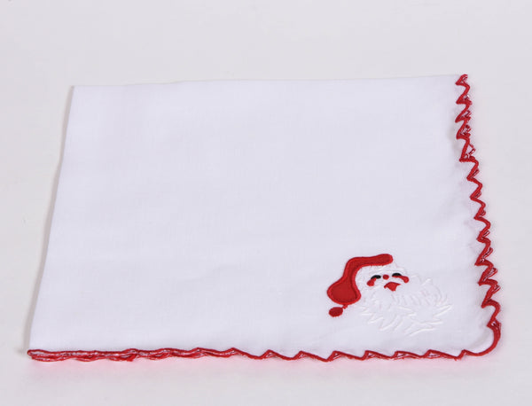 Set of 4 Hand Embroidered Santa Napkins