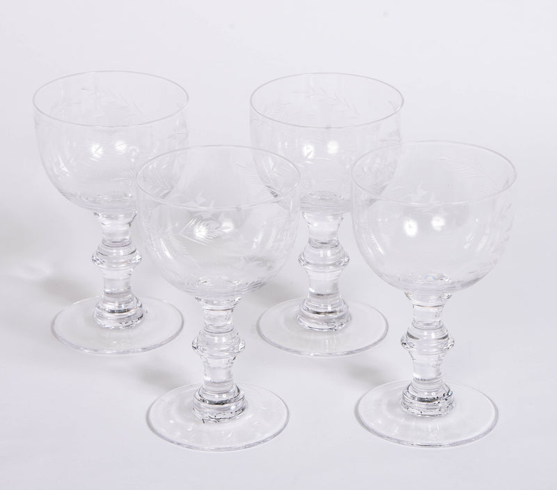 Set of 4 Fern Engraved Goblets