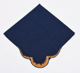 Embroidered Navy and Amber Placemats and Napkins