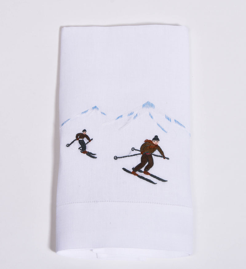 Two Skier Guest Towel