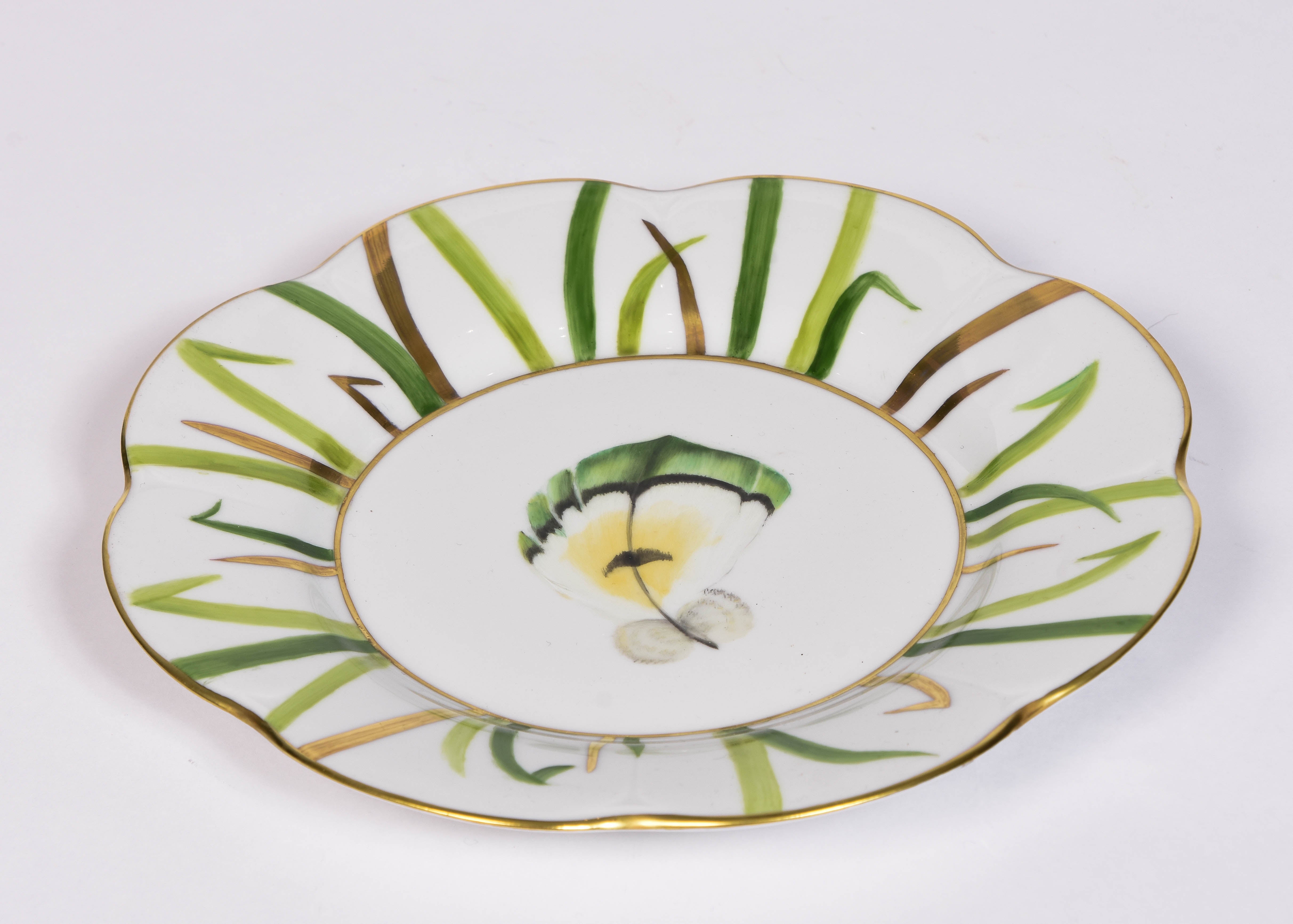 Set of 6 Hand Painted Feather Plates