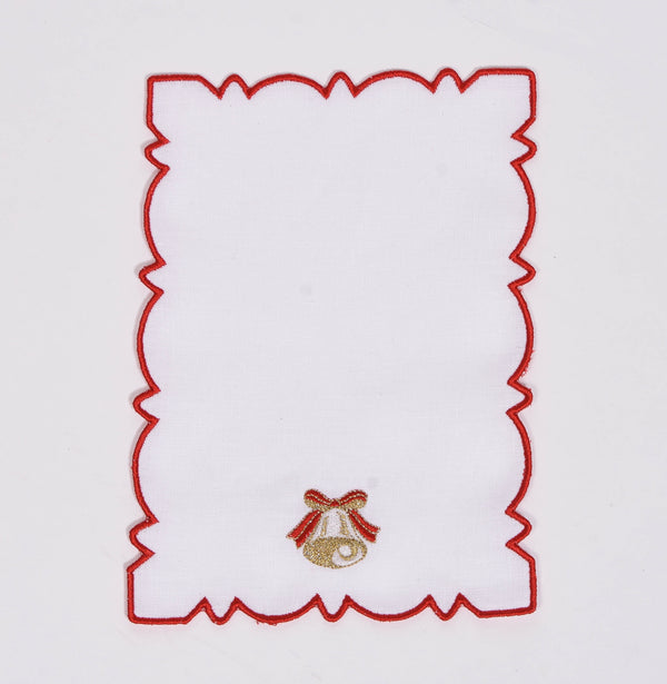Set of 6 Embroidered Festive Cocktail Napkins