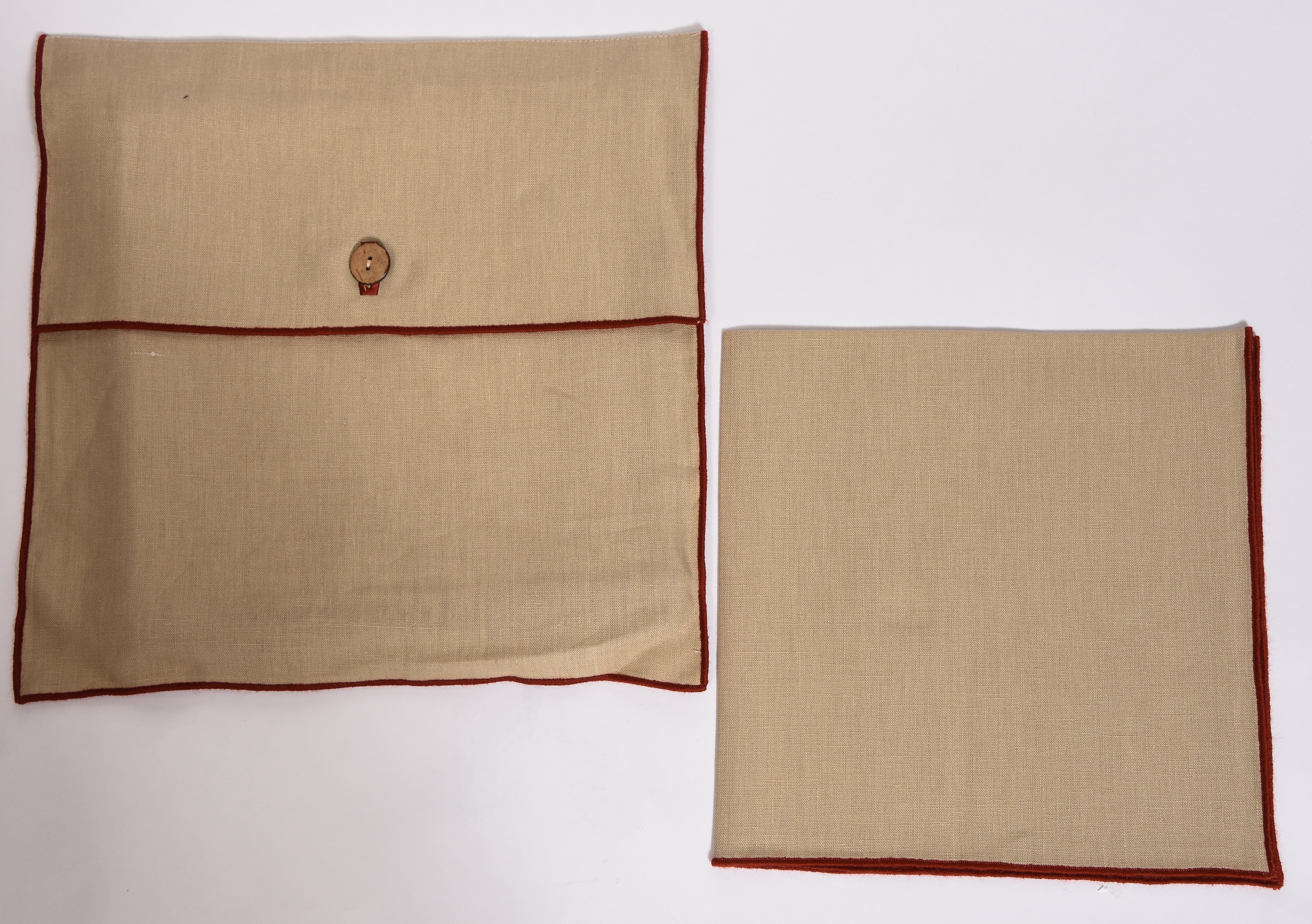 Set of 6 Sand and Rust Linen Napkins