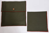 Set of 6 Khaki and Rust Linen Napkins