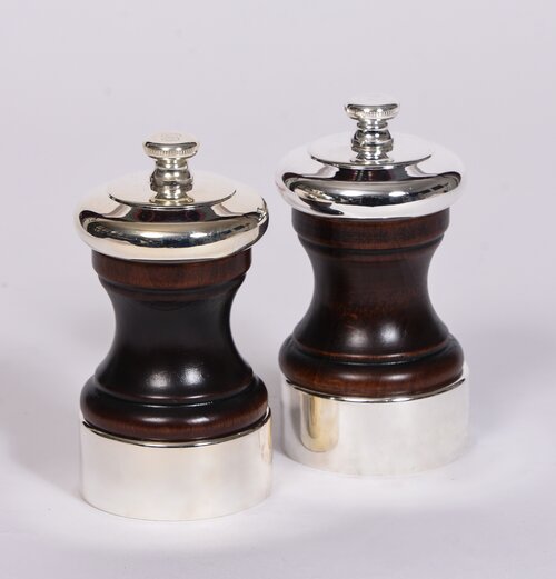 Silver and Wood Salt and Pepper